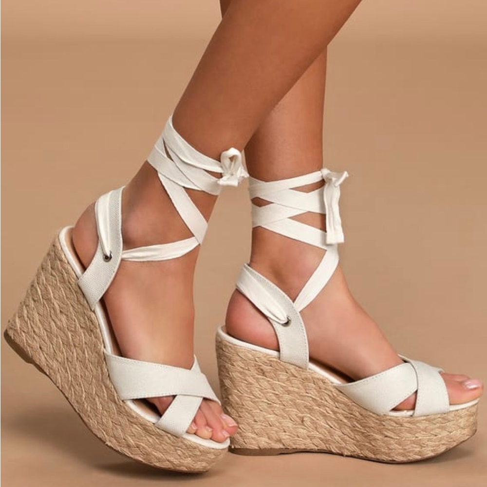 Lulu’s Lace Up Espadrille Wedges
